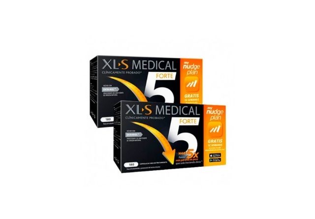 Duplo de XLS que contiene dos cajas de 180 cápsulas cada una, sirve como tratamiento para perder hasta 5 veces más peso que solo hacienda dieta.
